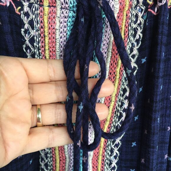 Free People Talia Top Women's M Embroidered Peasant Boho Bell Sleeve Blouse - Picture 4 of 16